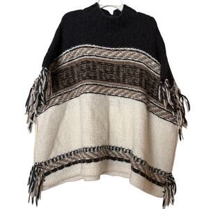 NWT FREE PEOPLE LABYRINTH Boho Bohemian Wool Poncho XSmall/Small XS/S